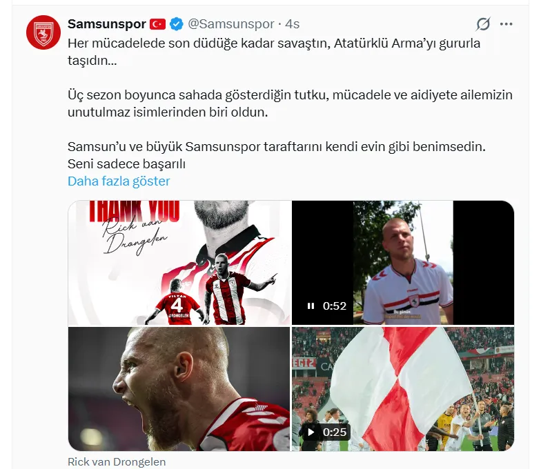 Rick van Drongelen Samsunlu oldu, Panathinaikos’ta 55 numarayı giyecek!