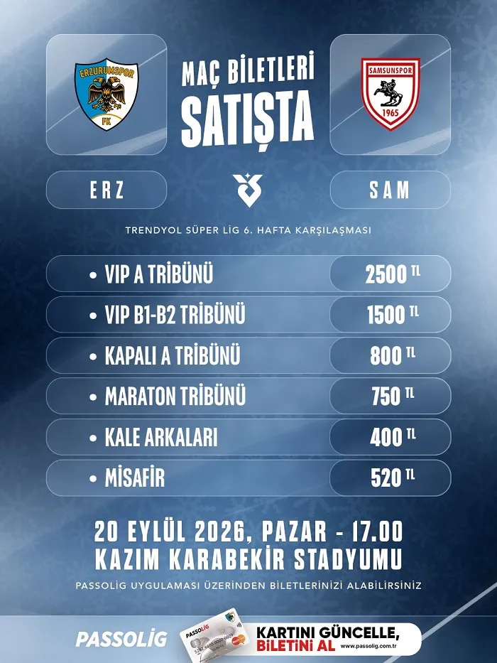 Erzurumspor Samsunspor Maçı Ne Zaman, Saat Kaçta? İşte Maçın Detayları