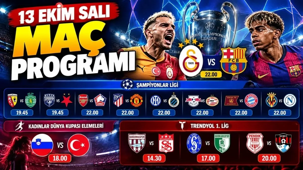 13 Ekim Salı günün maçları, bugün kimin maçı var, bugünkü maç programı