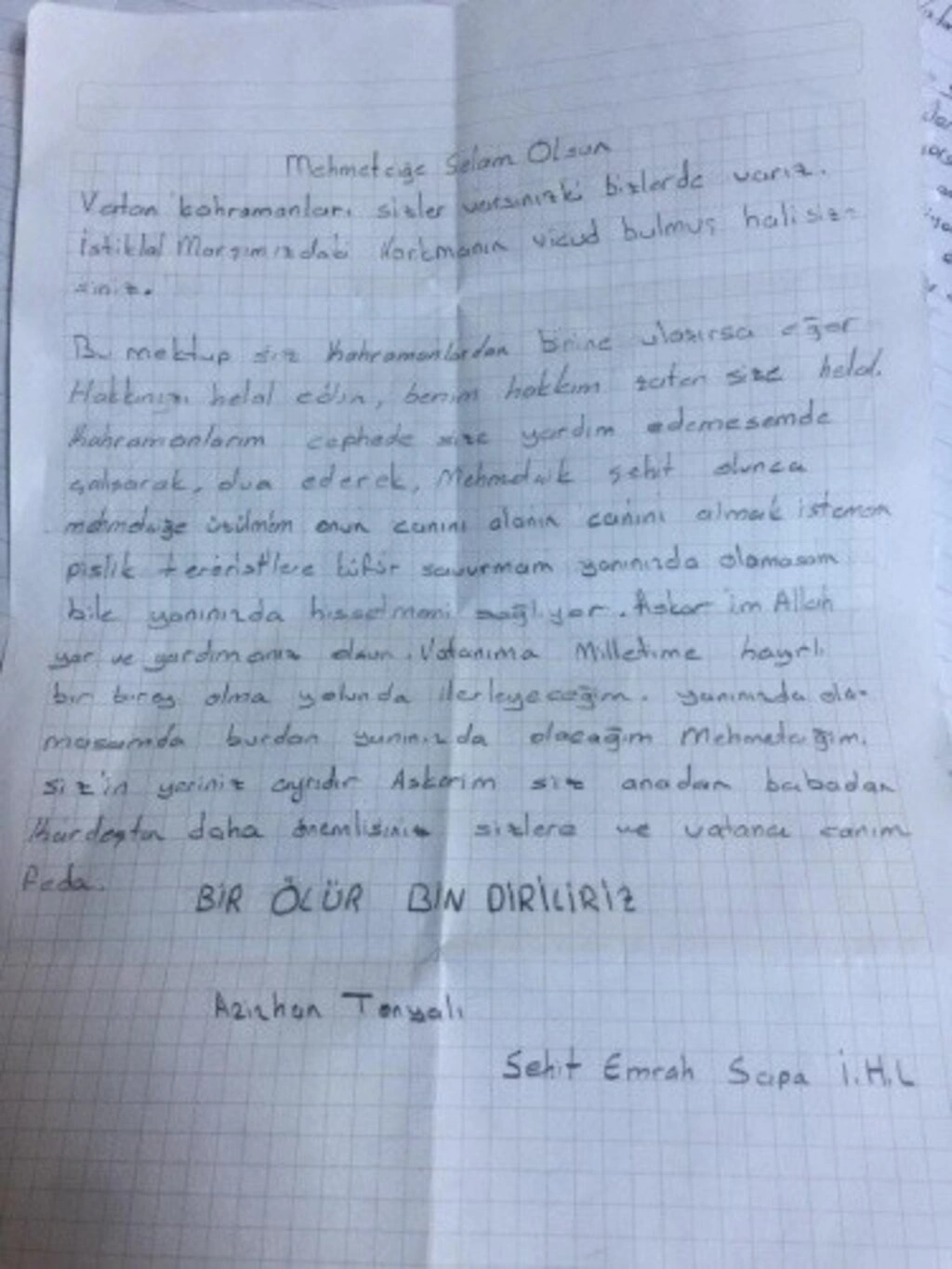 Atakum'dan İdlib'deki Mehmetçiğimize destek mektupları