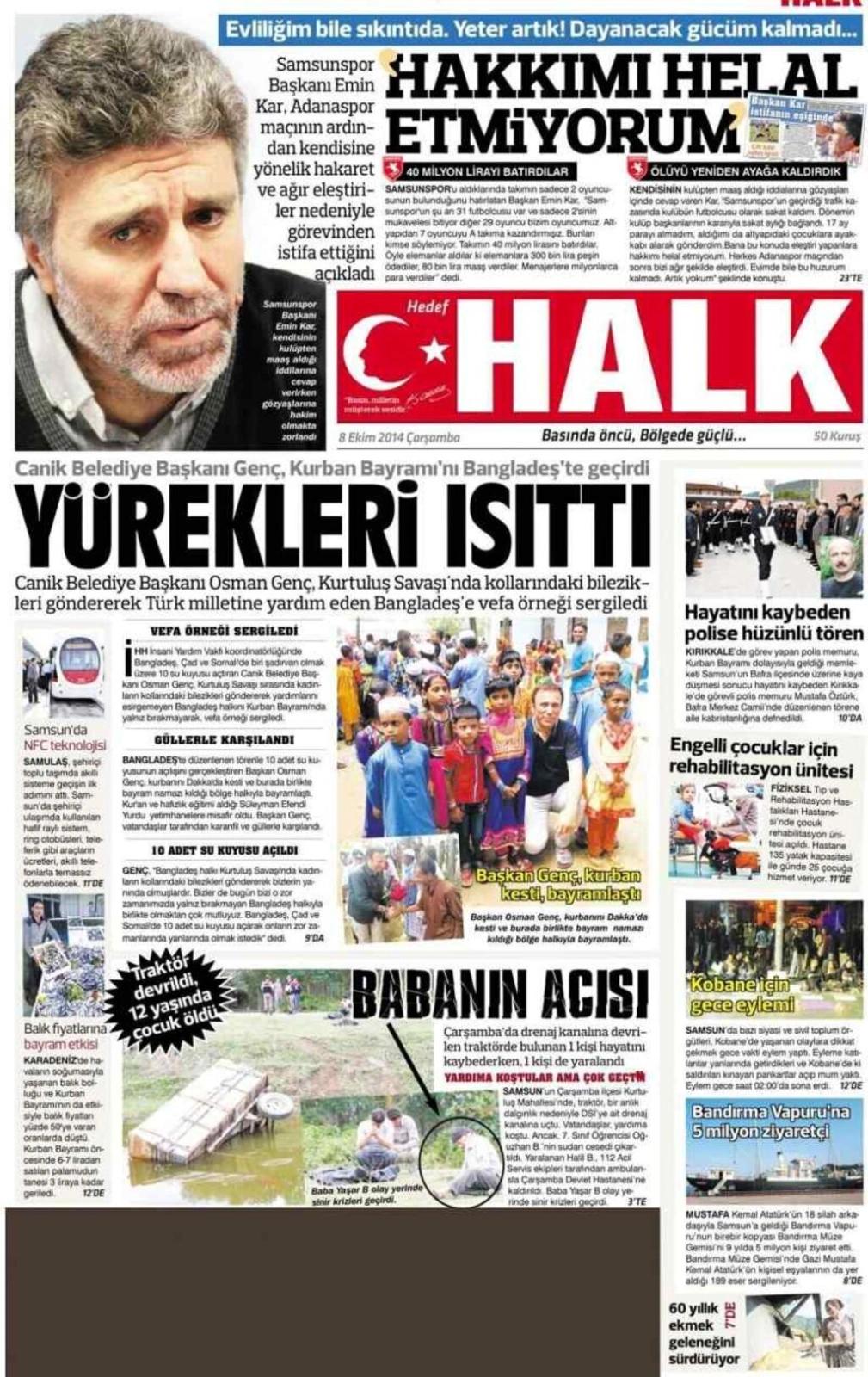 8 Ekim Samsun'un yerel gazeteleri