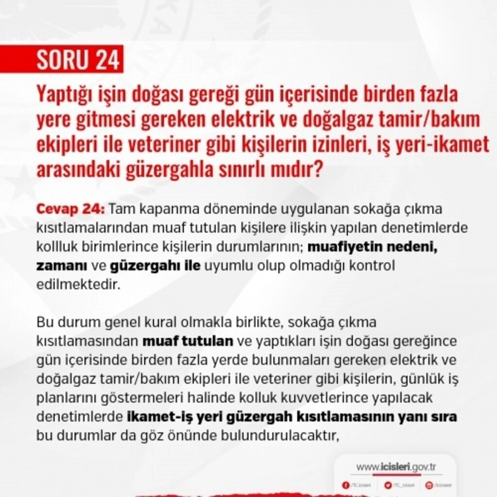 Optisyenlik, elektrik ve doğalgaz tamir ve bakım ekipleri, çiftçileri ilgilendiren tam kapanma soru ve yanıtları
