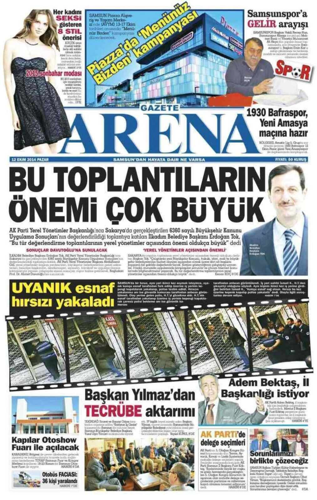 12 Ekim Pazar Samsun Yerel Gazeteleri