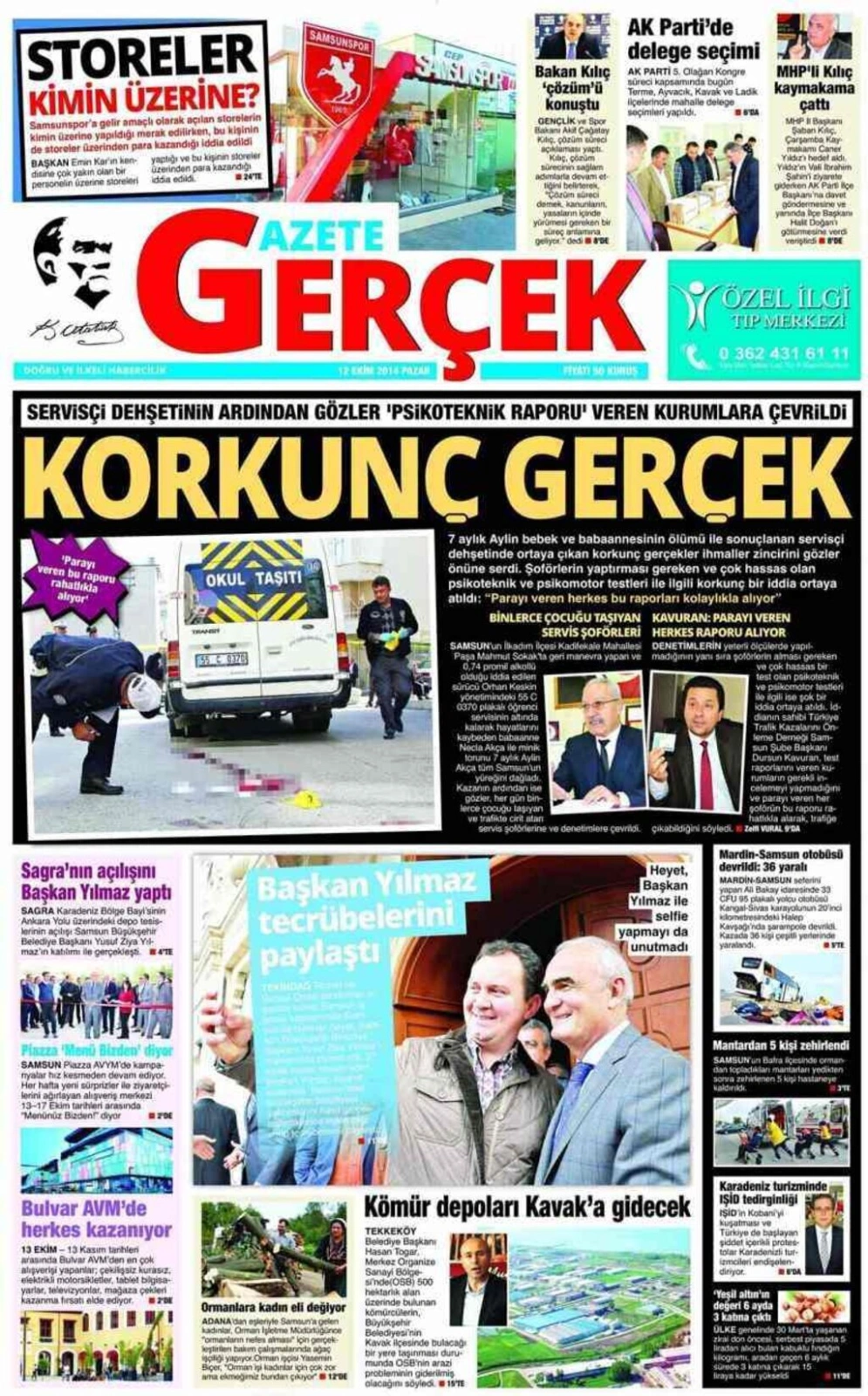 12 Ekim Pazar Samsun Yerel Gazeteleri