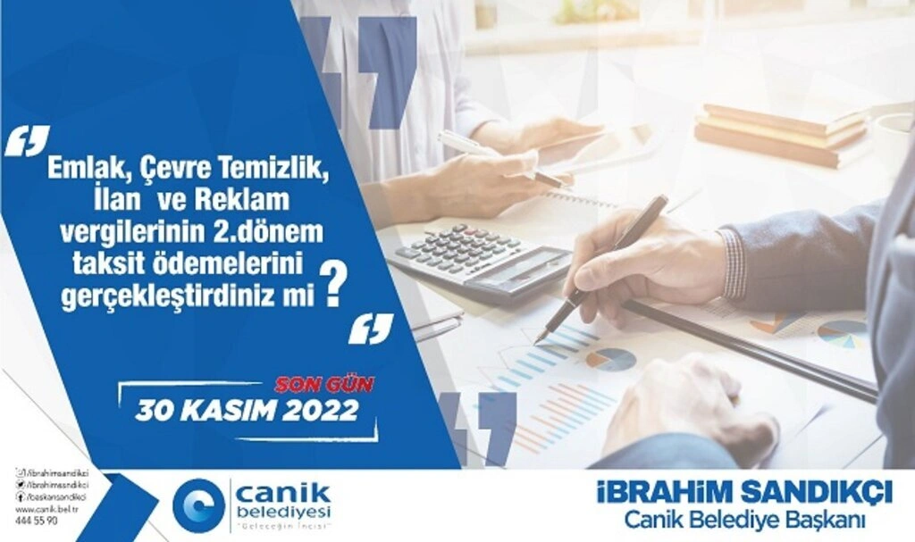 Canik Belediyesi’nden Mükelleflere Çağrı: Son Gün 30 Kasım