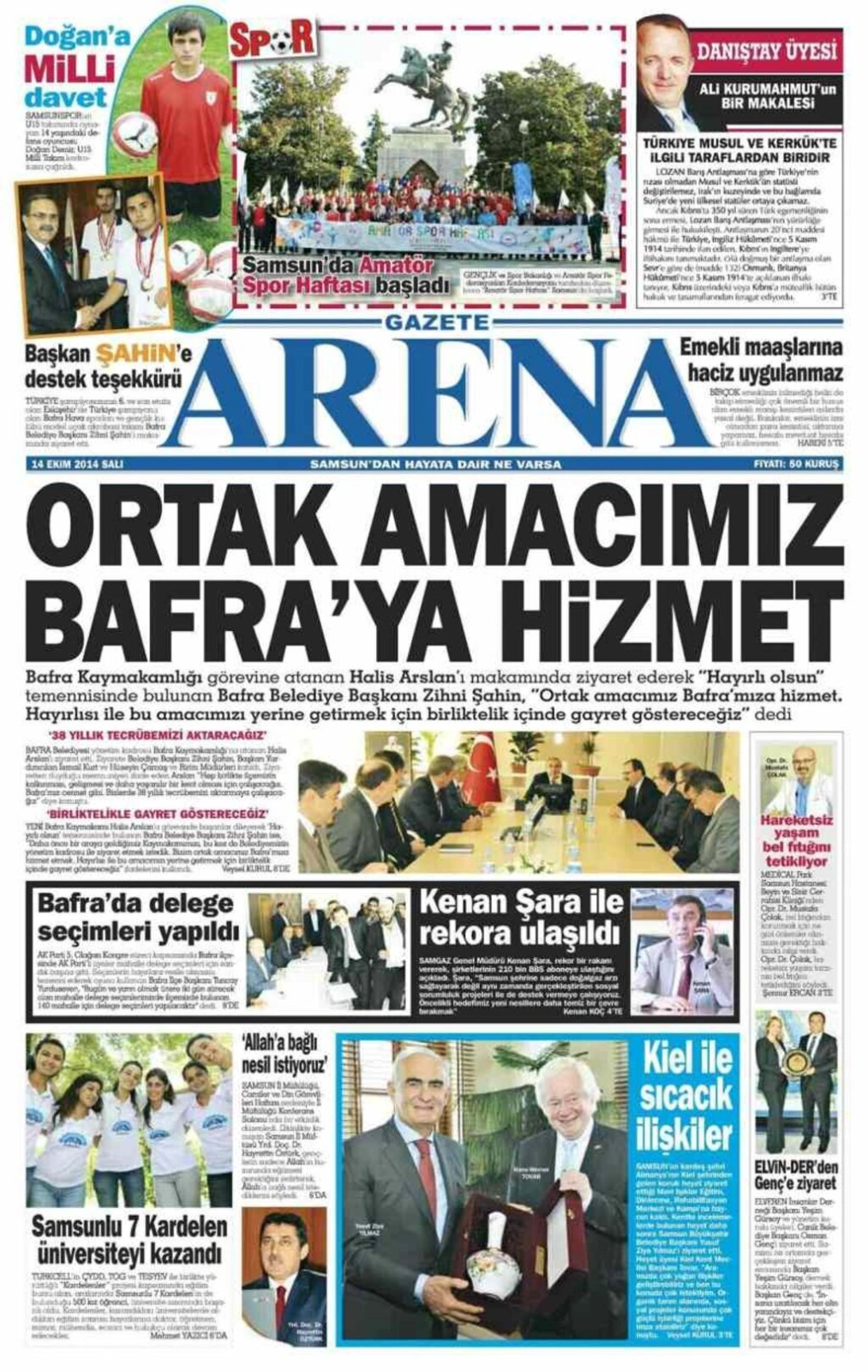 14 Ekim Salı Samsun Yerel Gazeteleri