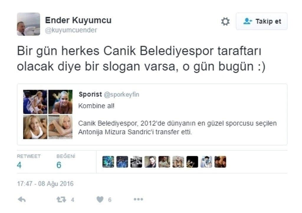Antonija Misura Sandic Samsun Canik Belediyespor'a gelmesiyle tweetler yağdı
