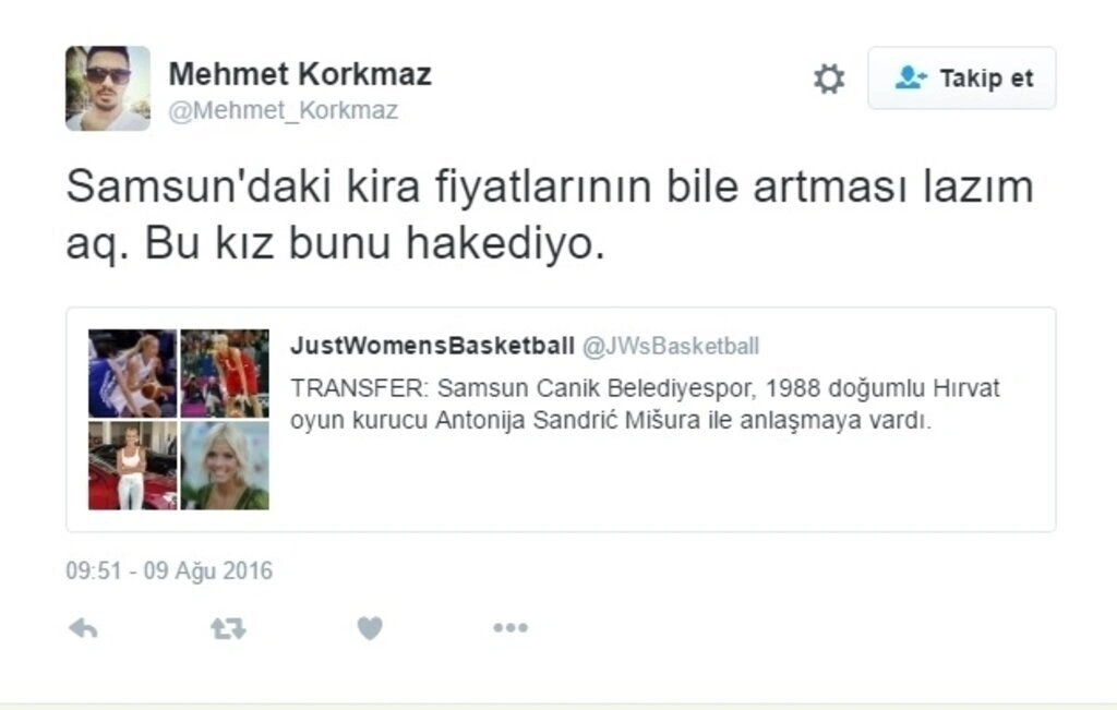 Antonija Misura Sandic Samsun Canik Belediyespor'a gelmesiyle tweetler yağdı