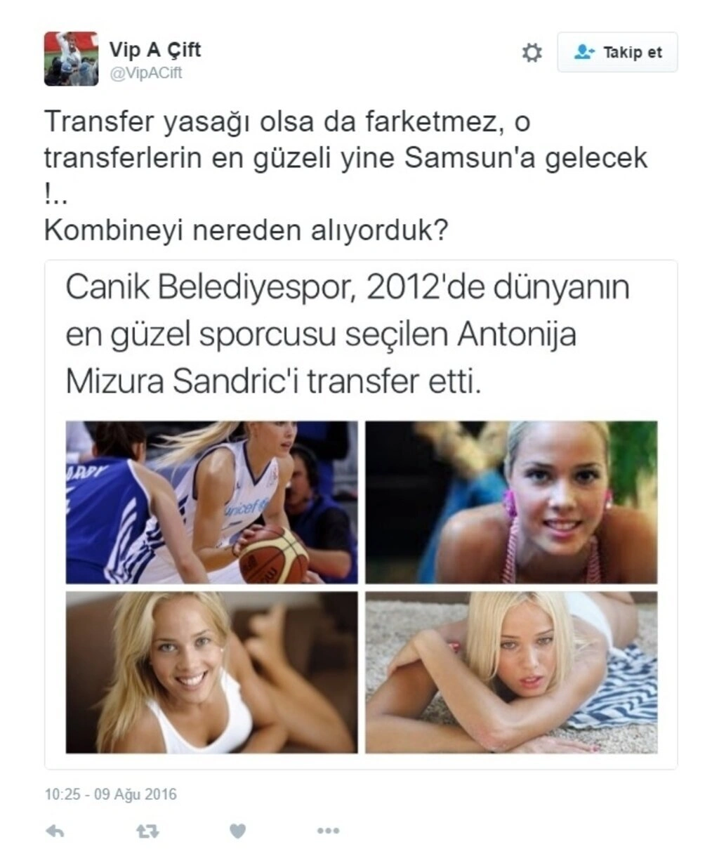 Antonija Misura Sandic Samsun Canik Belediyespor'a gelmesiyle tweetler yağdı