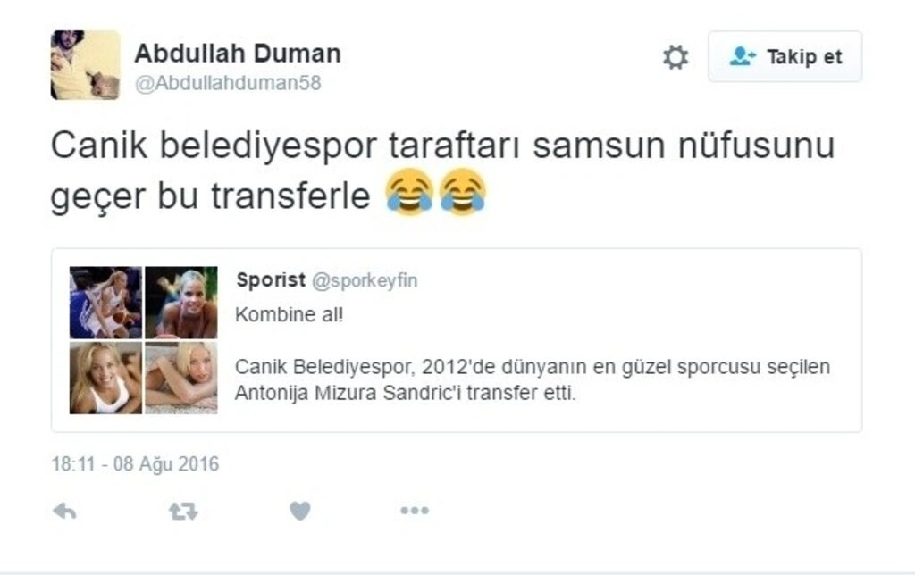 Antonija Misura Sandic Samsun Canik Belediyespor'a gelmesiyle tweetler yağdı