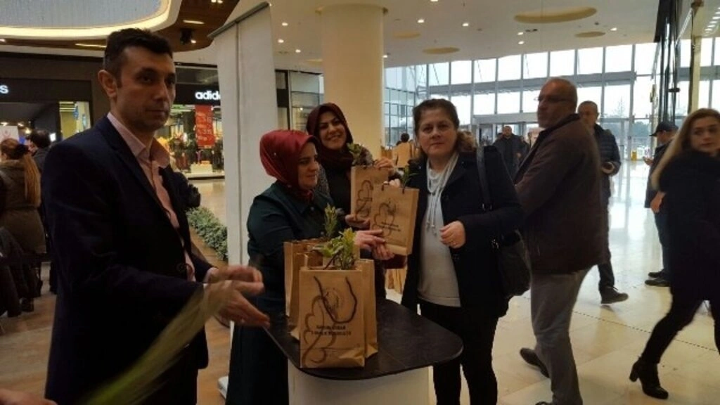 Samsun Orman Fidanlık Müdürlüğü Piazza AVM'de fidan dağıttı