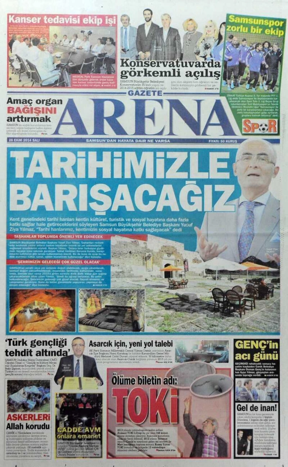 28 Ekim Salı Samsun'un yerel gazeteleri