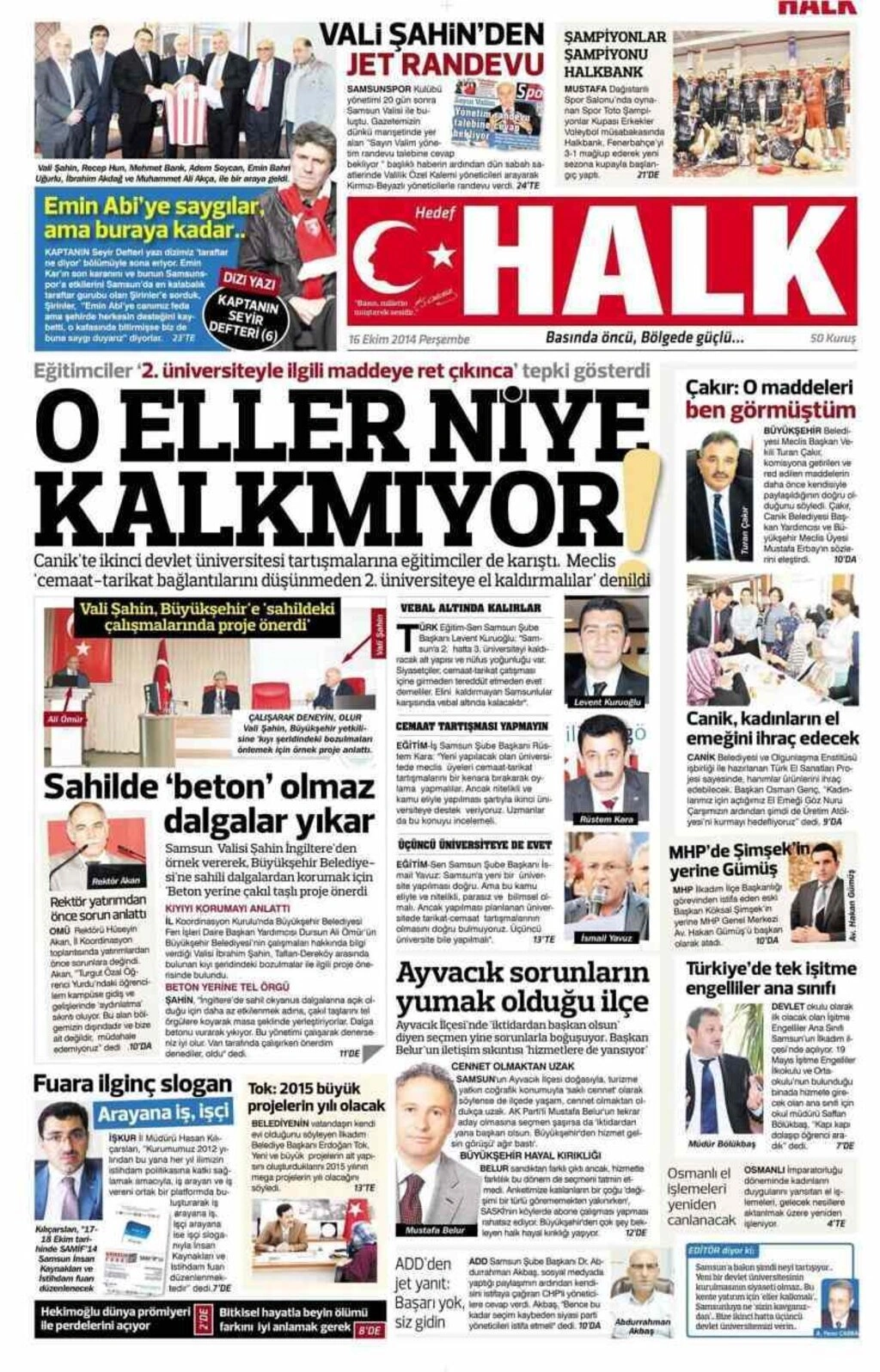 28 Ekim Salı Samsun'un yerel gazeteleri