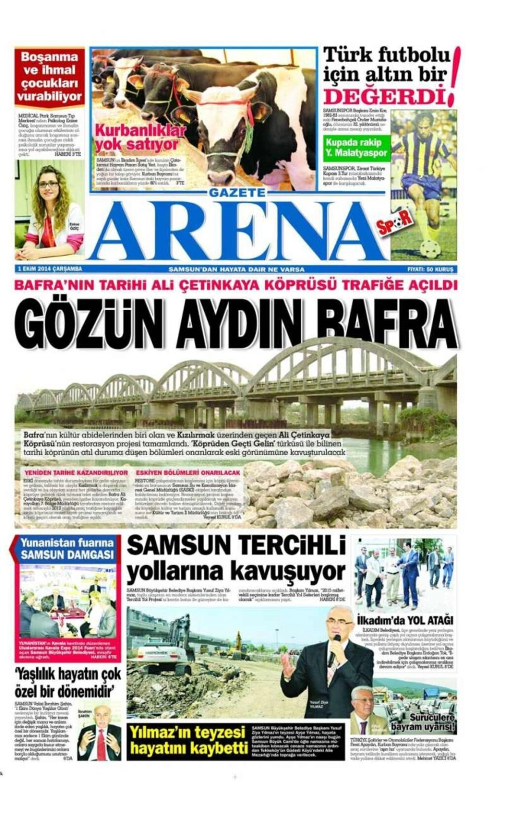 1 Ekim Samsun'un Yerel Gazeteleri