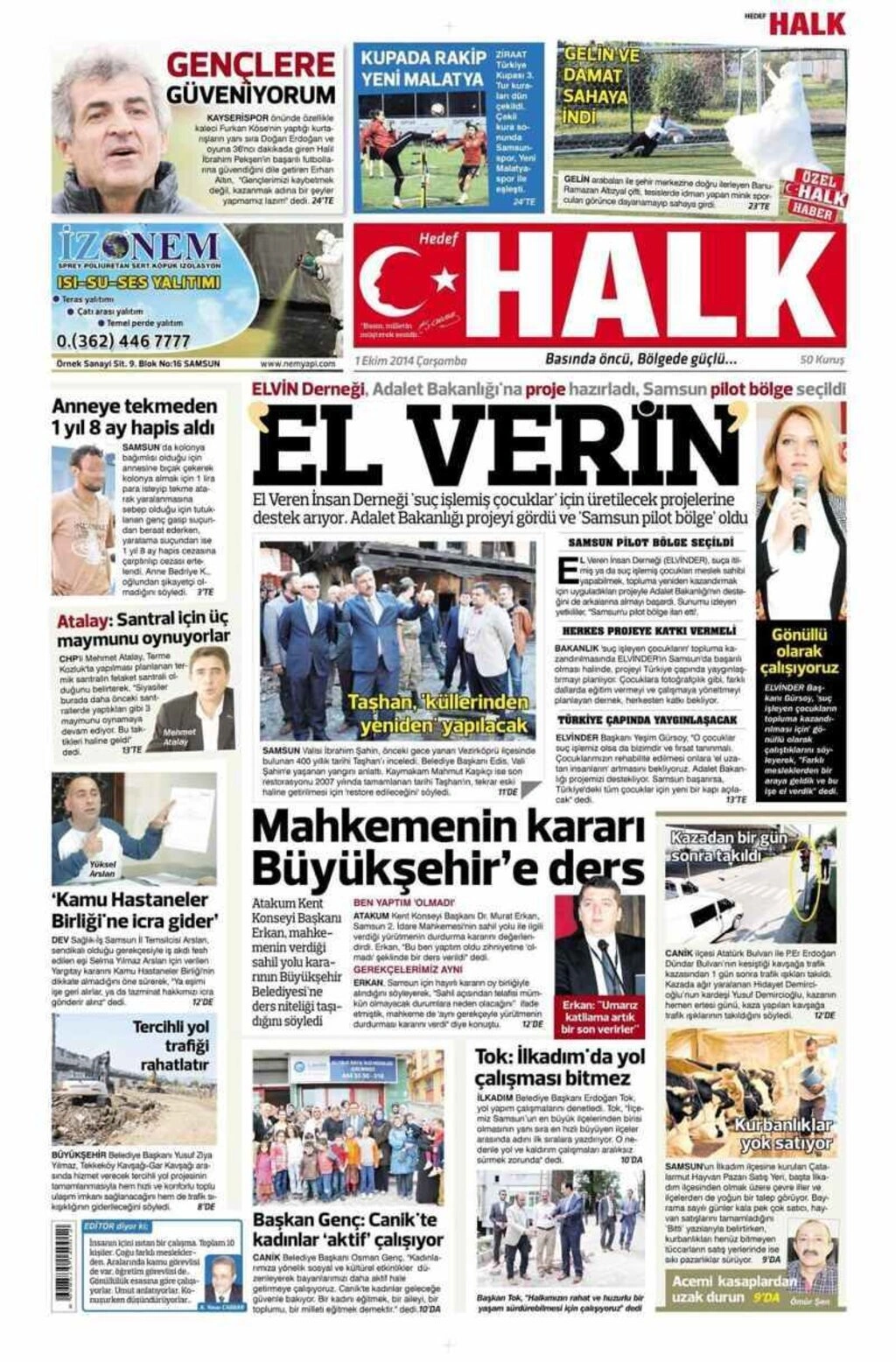 1 Ekim Samsun'un Yerel Gazeteleri