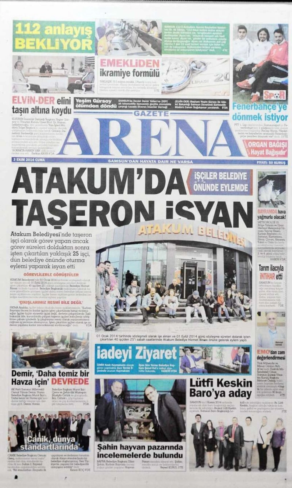3 EKİM CUMA SAMSUN YEREL GAZETELERİ