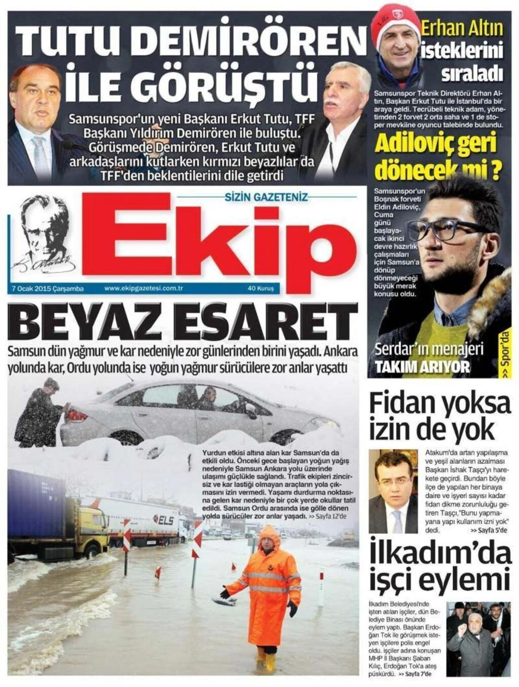 8 Ocak Perşembe Samsun'un yerel gazeteleri